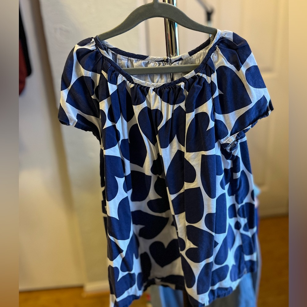 Primary Cutout Hearts Top, Navy/Ivory, Size 12